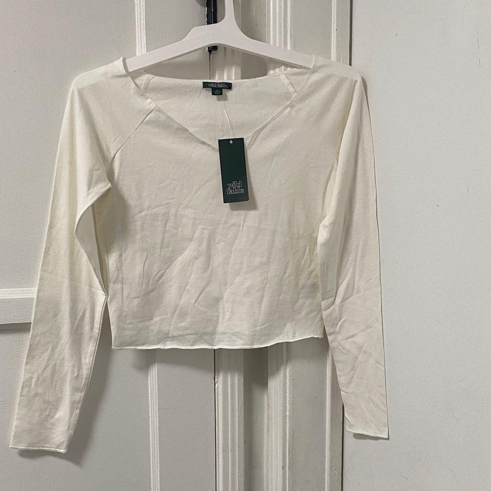 wild fable Cream Long Sleeve Scoop Neck Top